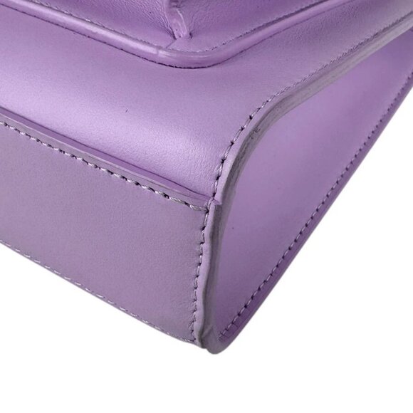 BURBERRY Handbag Shoulder Bag Purple Leather/Silvertone - Picture 5 of 13